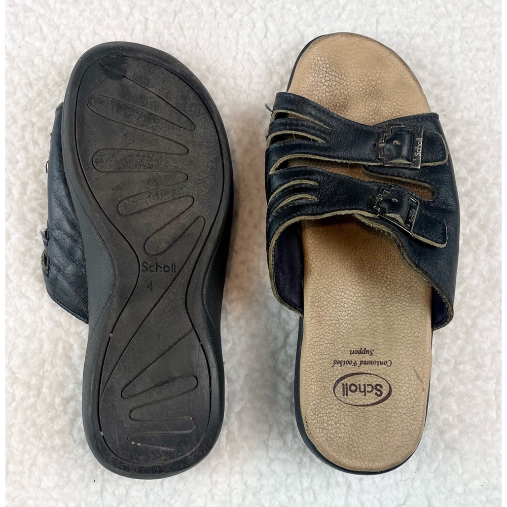 DR. SCHOLL’S • Black/Tan Strappy Buckle Slip-On Sandals, 4 - Picture 5 of 14